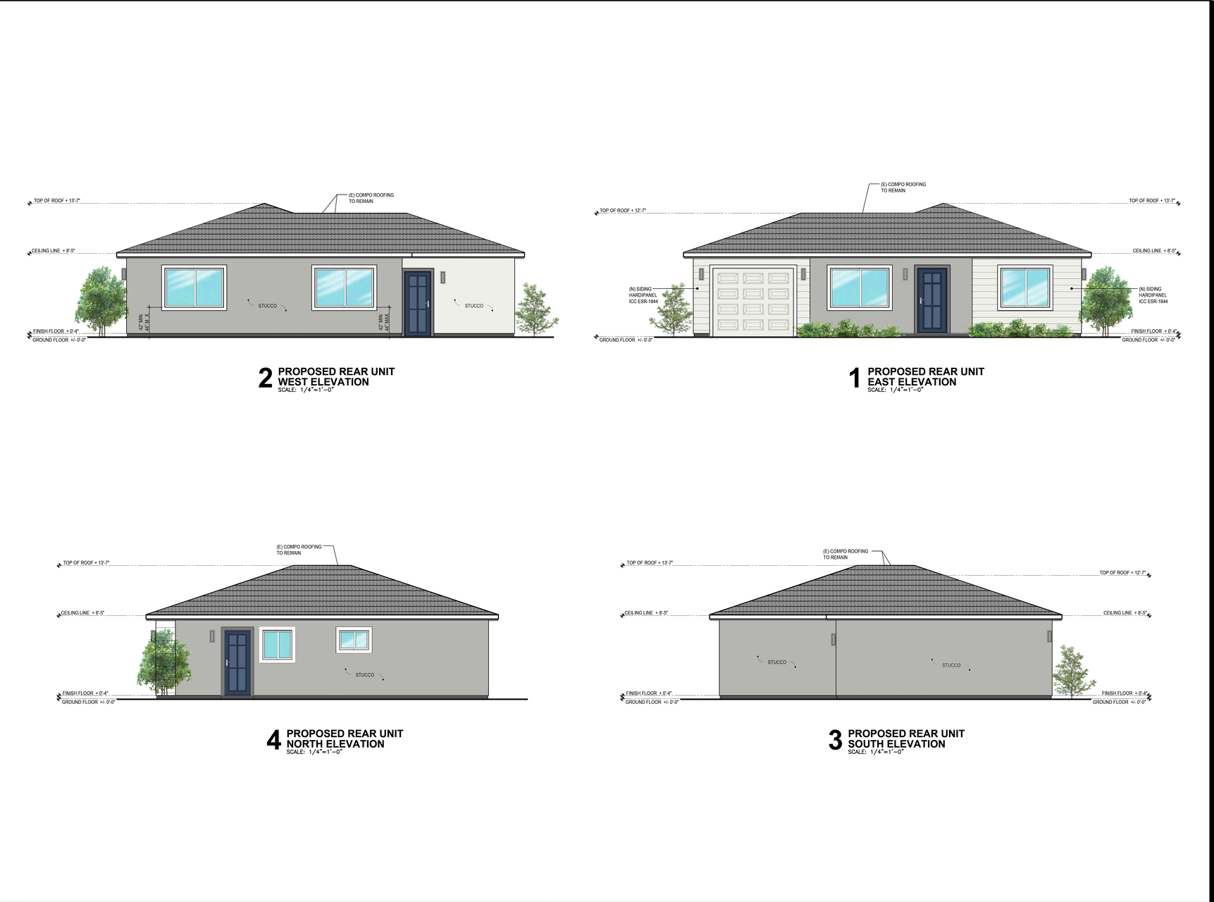 A-3.1 Rear Unit Elevations